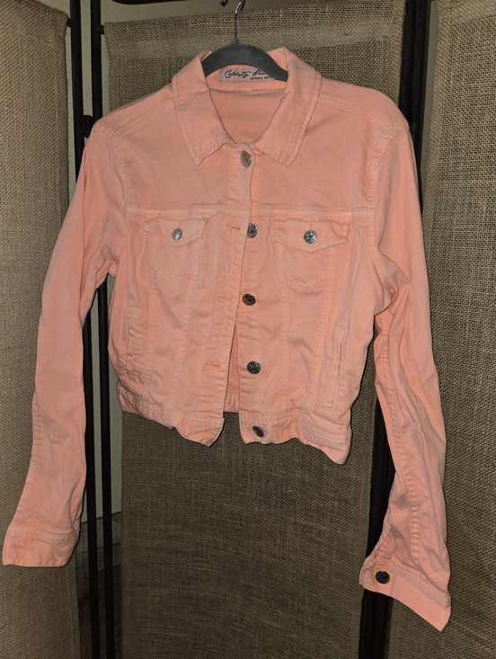 PINK Victoria's Secret Jackets & Blazers - Celebrity Pink Original Denim Neon Orange Jean Jacket Size Large